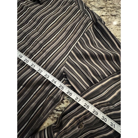 ENRO Men's Dress Shirt Sz 2XL Long Sleeve Dk Brown Stripes, Non-Iron! Large Nice - Picture 7 of 11